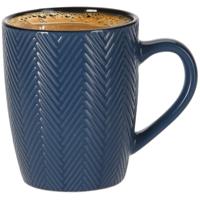 Siaki Koffiemok/theemok - Fishbone - blauw - 370 ml - mokken - keramiek