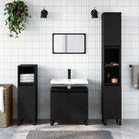 Badkamerkast 30x30x190 cm bewerkt hout zwart