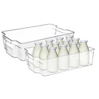 Koelkast/keuken organizer bak - 2x - transparant - kunststof - L31 x B21 x H9 cm - groente lade