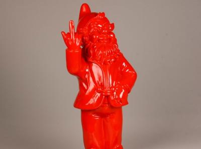 Kabouter f*ck you 30 cm rood Polystone beeld Stoobz - Stoobz