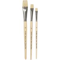 Creativ Company Nature line kwasten, afm 8+12+20, l: 18,5-20,5 cm, b: 10-20 mm, plat, 3 stuk/ 1 doos