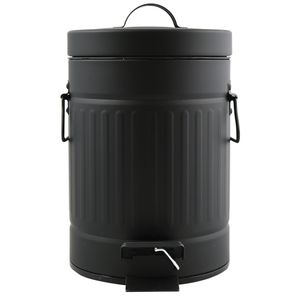 Prullenbak/pedaalemmer - Industrial - metaal - zwart - 3 liter - 17 x 26 cm - Badkamer/toilet