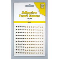 Nellie's Choice • adhesive pearls 150stuks/sheet 3mm 3 tones brown