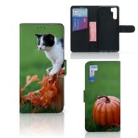 OPPO A91 | Reno3 | Telefoonhoesje | Met pasjeshouder | Kitten
