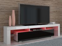 Tv-meubel BULLY 2 deuren wit/hoogglans zwart zonder led - thumbnail