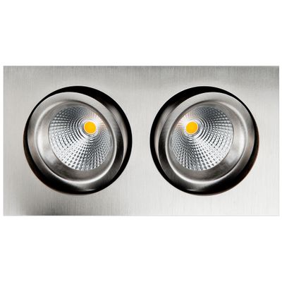LED inbouwspot 2x7W geborsteld staal draai kantelbaar vierkant 3000K Junistar Lux Square SG 902594