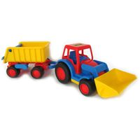 Basics tractor met shovel en trailer