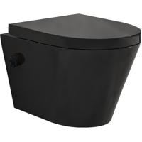 Wandcloset Wiesbaden Vesta | 52 cm | Rimless | Bidet functie-warm en koud water | Incl.Toiletzitting | Keramiek | Mat zwart Wandcloset Wiesbaden Vesta | 52 cm | Rimless | Bidet functie-warm en koud water | Incl.Toiletzitting | Keramiek | Mat zwart