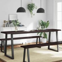 Tafelblad natuurlijke rand 200x60x(2-6)cm eikenhout donkerbruin