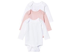 lupilu 3 baby rompers (50/56, wit/lichtroze)