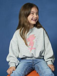 Verkorte sweater met glitterdetail voor meisjes gemêleerd grijs