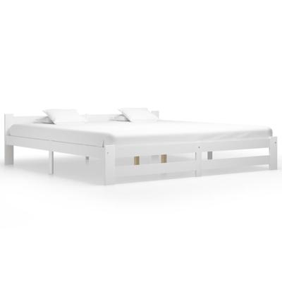 Bedframe massief grenenhout wit 200x200 cm