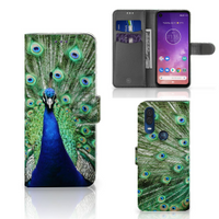 Motorola One Vision Telefoonhoesje met Pasjes Pauw - thumbnail