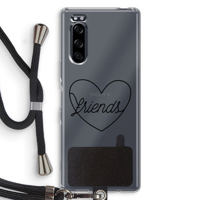 Friends heart black: Sony Xperia 5 Transparant Hoesje met koord