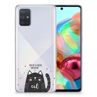 Samsung Galaxy A71 Telefoonhoesje met Naam Cat Good Day Samsung Galaxy A71 Telefoonhoesje met Naam Cat Good Day
