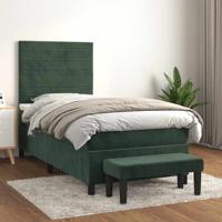 Boxspring met matras fluweel donkergroen 90x200 cm