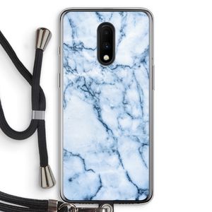 Blauw marmer: OnePlus 7 Transparant Hoesje met koord
