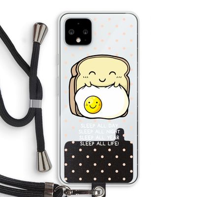 Sleep All Day: Pixel 4 XL Transparant Hoesje met koord