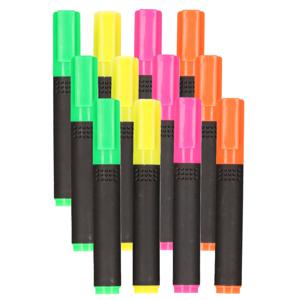 Neon markeerstiften/tekst markers - 12 stuks - Thuis/kantoor schrijfwaren