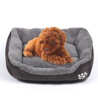 Candy Color vier seizoenen echte warme huisdier hond Kennel Mat Teddy hond Mat maat: S 43 × 32 × 10 cm (koffie)