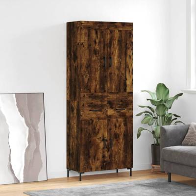 Hoge kast 69,5x34x180 cm bewerkt hout gerookt eikenkleurig