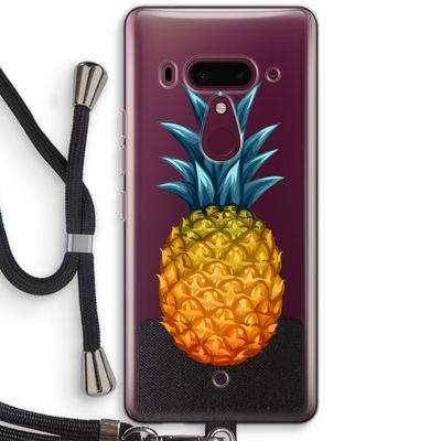 Grote ananas: HTC U12+ Transparant Hoesje met koord