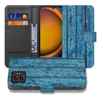 Samsung Galaxy Xcover 7 Pro | Book Case | & Portemonnee Hoesje Afgebladderd Blauw Hout | Portemonnee hoesje