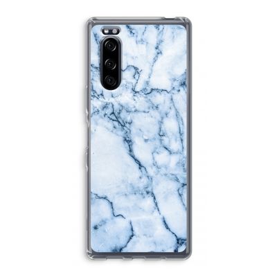 Blauw marmer: Sony Xperia 5 Transparant Hoesje