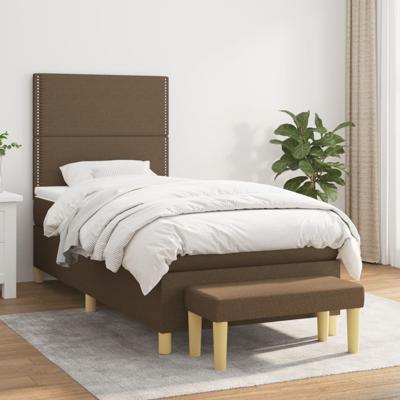 Boxspring met matras stof donkerbruin 90x200 cm