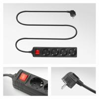ACT Connectivity Stekkerdoos met lichtgevende schakelaar, 4 sockets, 2 m, zwart - thumbnail