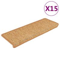 VidaXL Trapmatten zelfklevend 15 st sisal-look 65x21x4 cm oranje