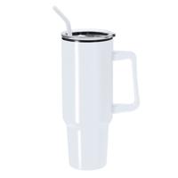 Warmhoudbeker/thermosbeker STANFORD - XXL drinkbeker/tumbler - RVS - wit - 1200 ml Warmhoudbeker/thermosbeker STANFORD - XXL drinkbeker/tumbler - RVS - wit - 1200 ml