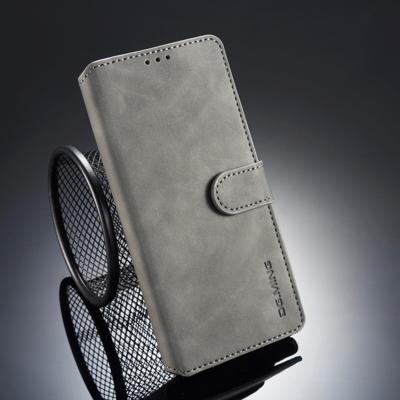 Dg. MING retro olie kant horizontale flip case voor Galaxy Note9 met houder & kaartsleuven & portemonnee (grijs)