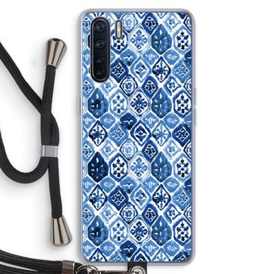 Blauw motief: Oppo A91 Transparant Hoesje met koord