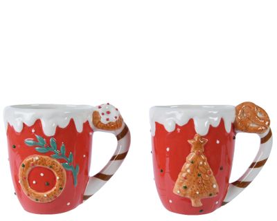 Mok dolomiet l12b9h10 cm rood a2 kerst - Ksd