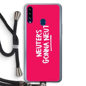 Neuters (roze): Samsung Galaxy A20s Transparant Hoesje met koord