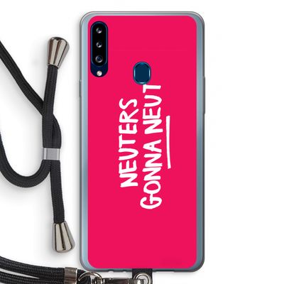 Neuters (roze): Samsung Galaxy A20s Transparant Hoesje met koord