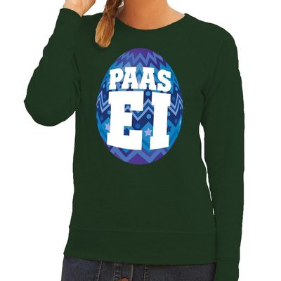 Paas sweater groen met blauw ei voor dames