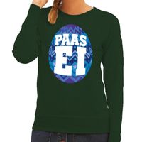 Paas sweater groen met blauw ei voor dames