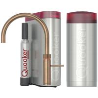 Quooker Fusion Round Keukenkraan Set - Kokend Warm- en Koud Water - Messing Patina - Inclusief COMBI+ Reservoir & CUBE - Direct Gekoeld Bruisend Water