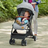 Opvouwbare Kinderwagen met Verstelbare Rugleuning en Voetensteun Intrekbare Zonnekap Schokabsorberende Achterwielen Blauw /Grijs