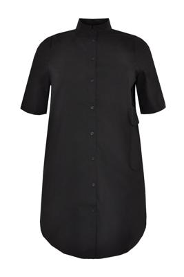 Yoek Blouse korte mouw popeline | Zwart | Maat 54/56