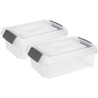 Sunware 2x opslagbox kunststof 30 liter transparant 59 x 39 x 17 cm met extra hoge deksel - Opbergbox - thumbnail