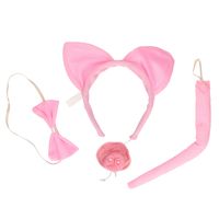 Verkleed set varken - oortjes/staart/strikje/neus - roze - Verkleed accessoires   -