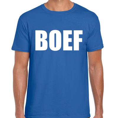 Verkleed T-shirt voor heren - BOEF - blauw - carnaval / foute party