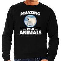 Sweater ijsberen amazing wild animals / dieren trui zwart voor heren - thumbnail