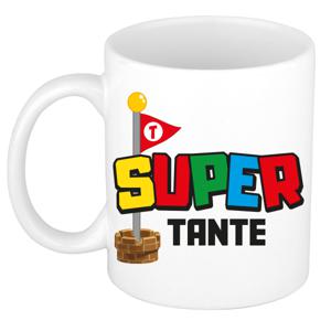 Bellatio Decorations Cadeau koffie/thee mok voor tante - wit - super tante - 300 ml   -