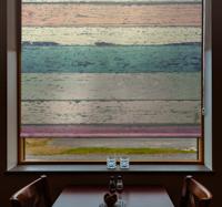 Rolgordijnen woonkamer Oud licht houten