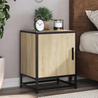 Nachtkastjes 2st 40x31x50cm bewerkt hout en metaal sonoma eiken