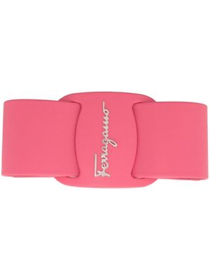 Ferragamo barrette en cuir à plaque logo - Rose
